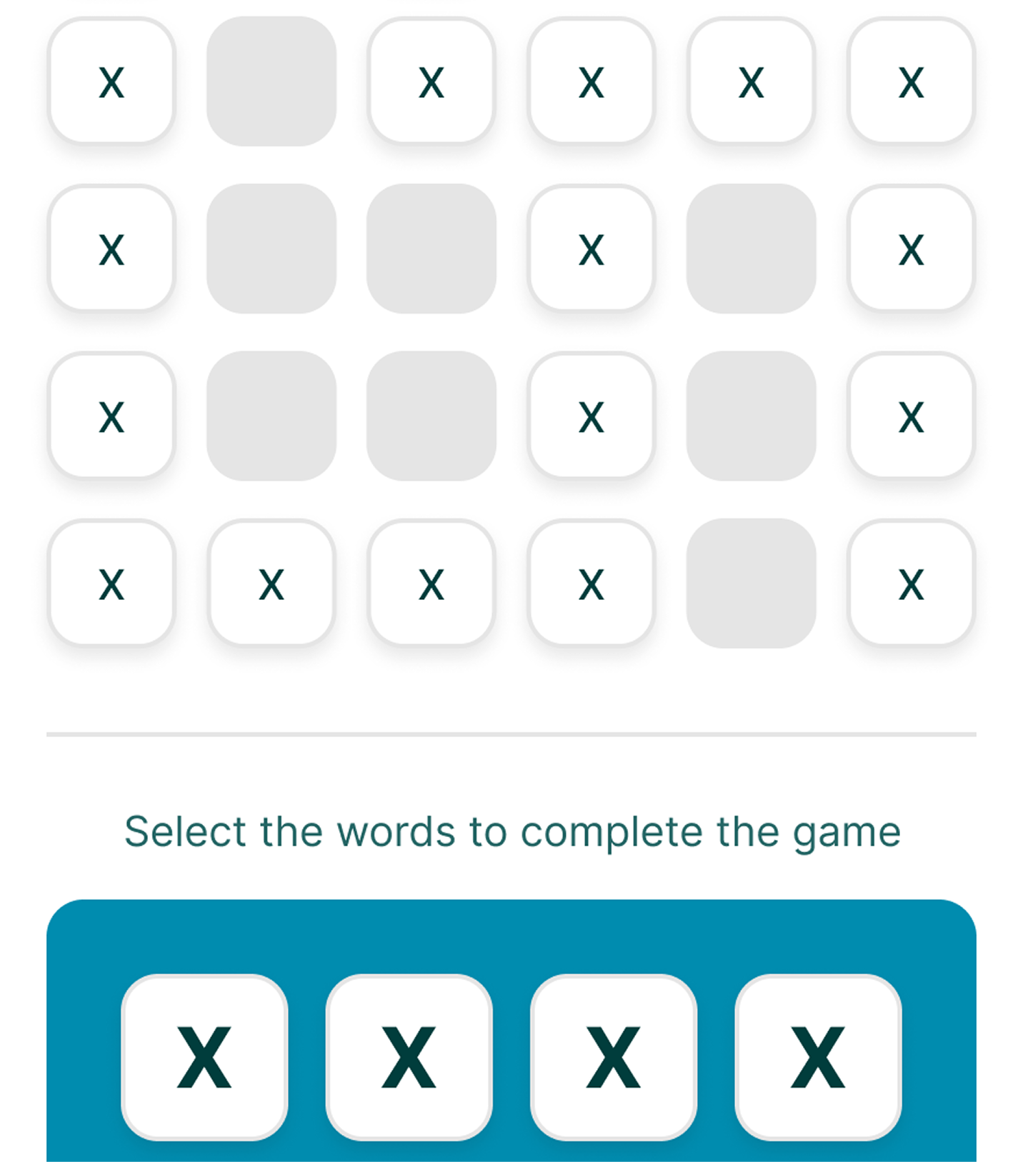 Word game interface for learning skills